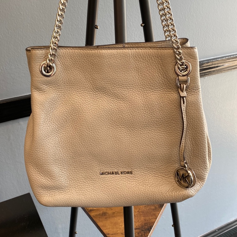 Michael Kors grey leather shoulder bag